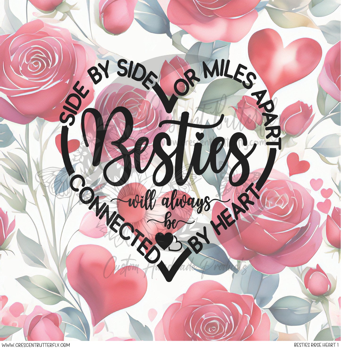 Bestie Rose Heart 1 Printed Vinyl Sheet/Wrap