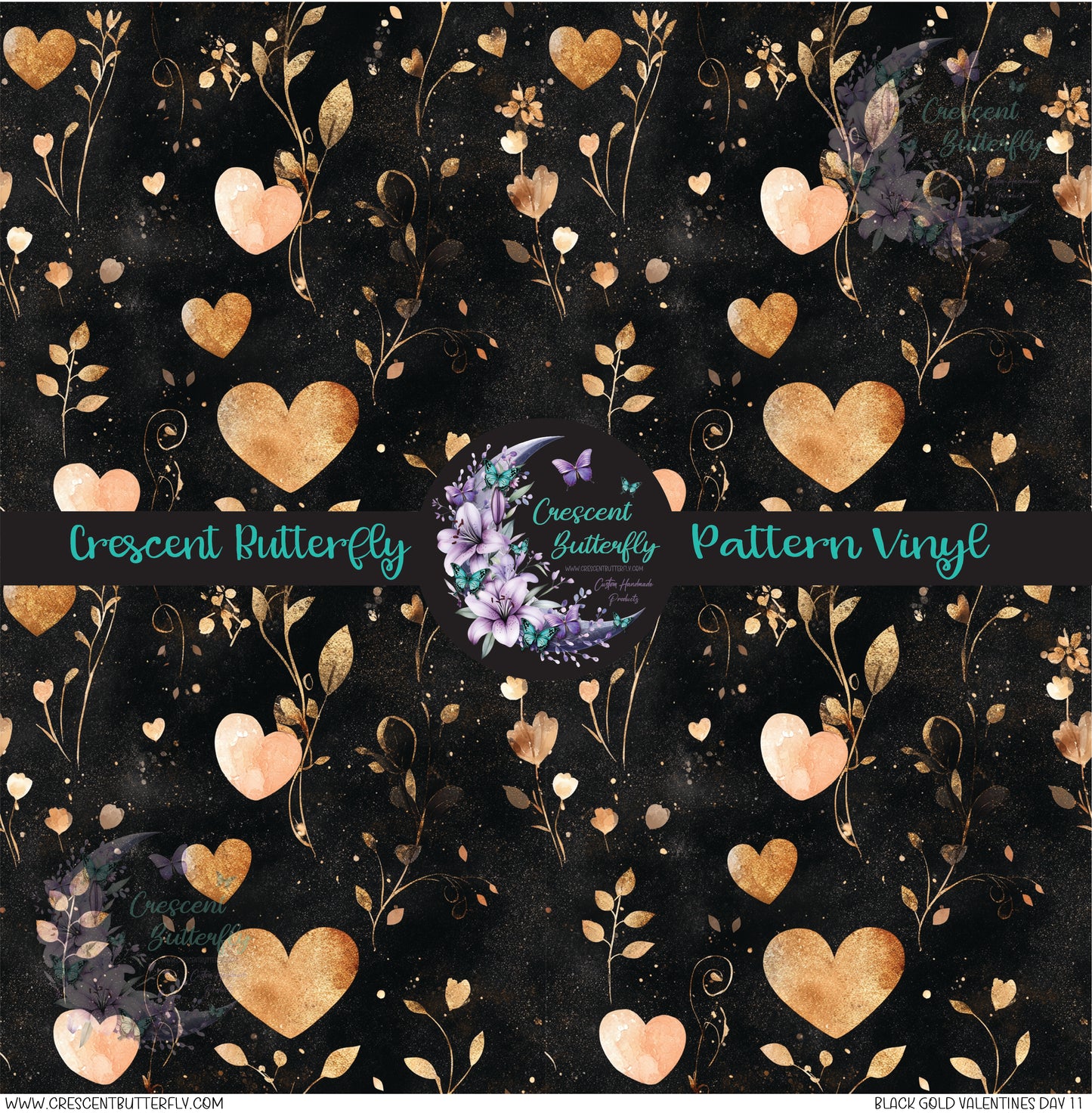 Black Gold Valentines Day 11 Printed Vinyl Sheet/Wrap