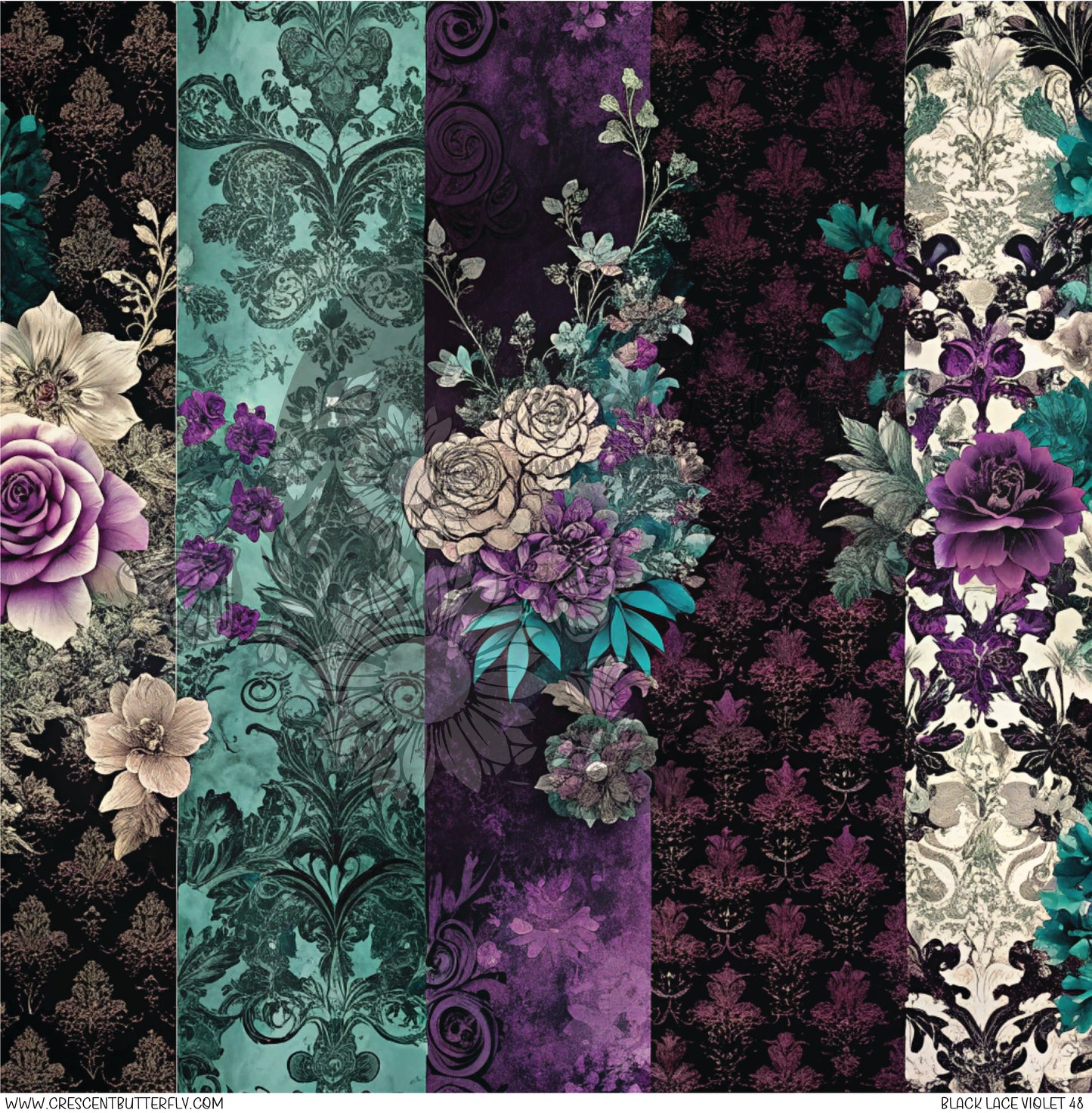 Black Lace Violet 48 Printed Vinyl Sheet/Wrap