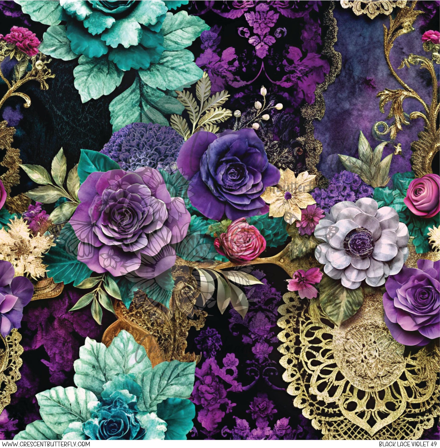 Black Lace Violet 49 Printed Vinyl Sheet/Wrap