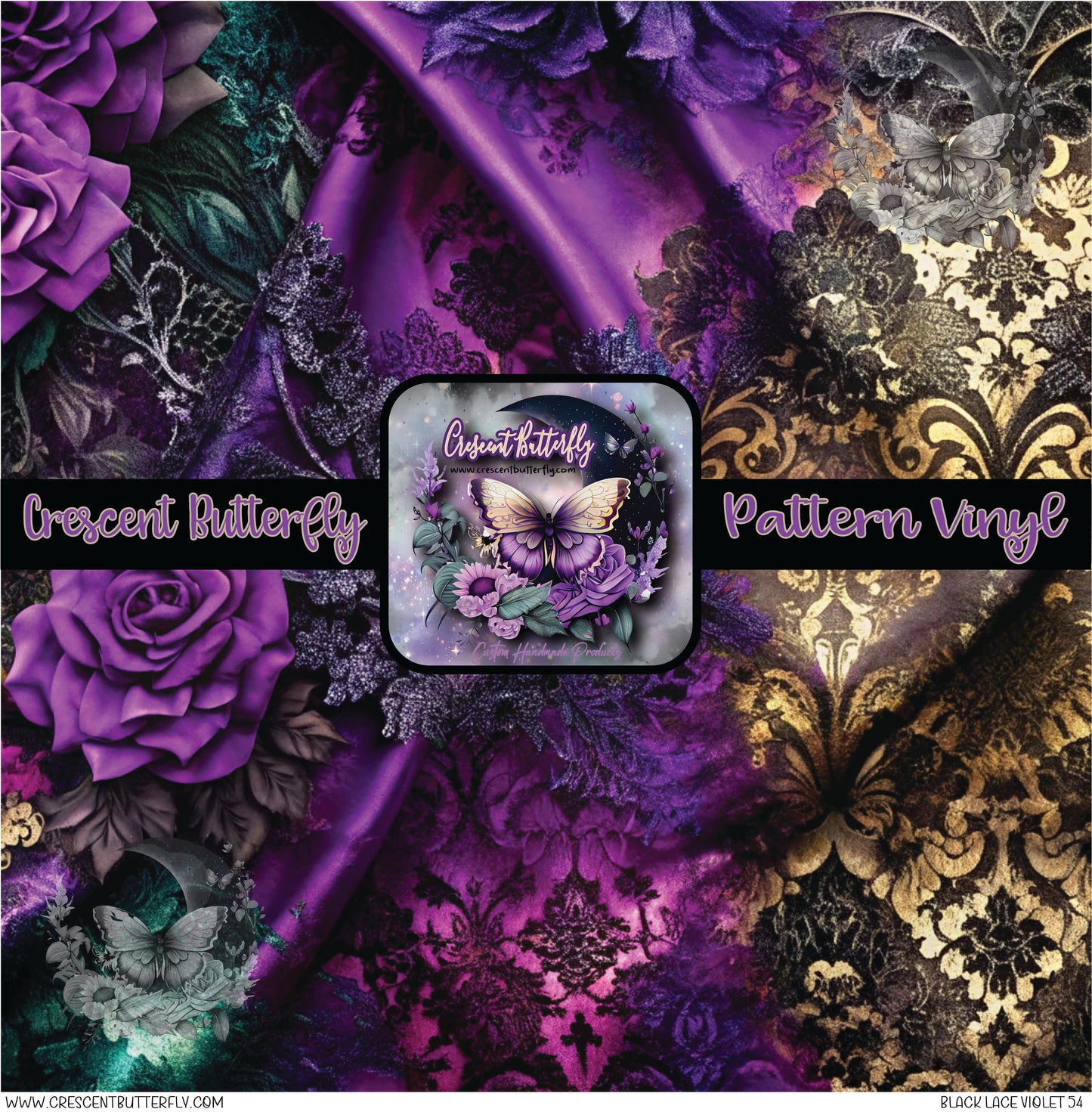 Black Lace Violet 54 Printed Vinyl Sheet/Wrap