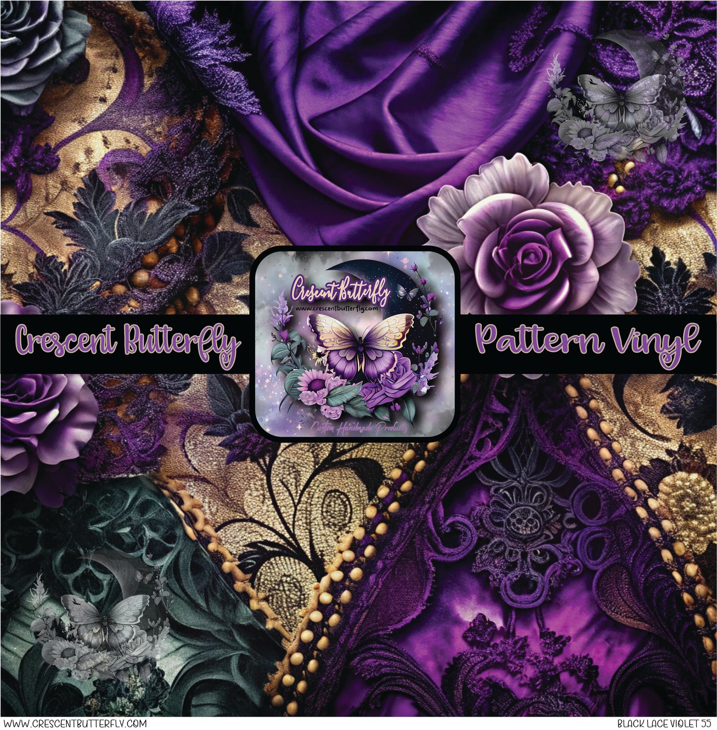 Black Lace Violet 55 Printed Vinyl Sheet/Wrap