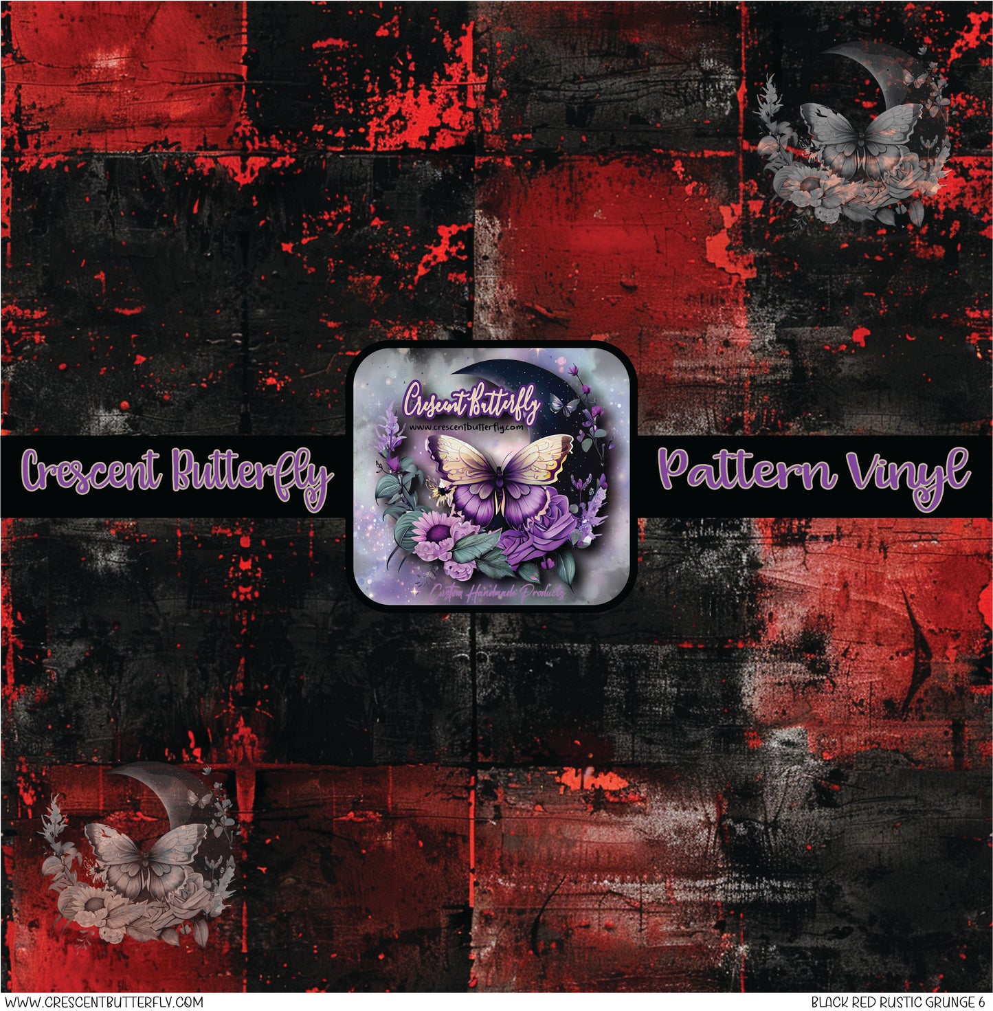 Black Red Rustic Grunge 6 Printed Vinyl Sheet/Wrap