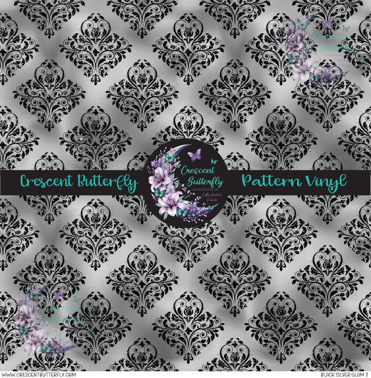 Black Silver Glam 3 Printed Vinyl Sheet/Wrap