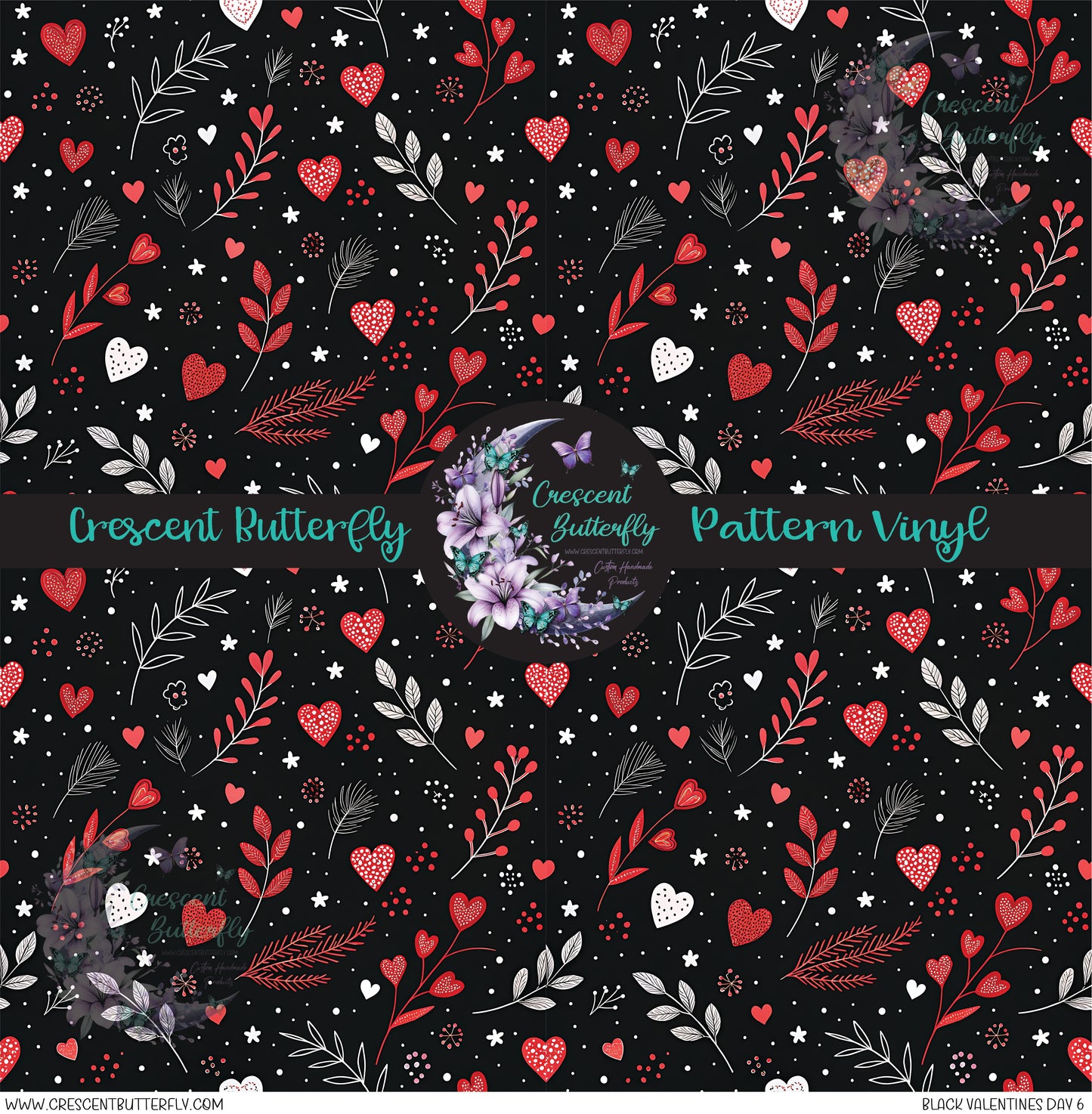 Black Valentines Day 6 Printed Vinyl Sheet/Wrap