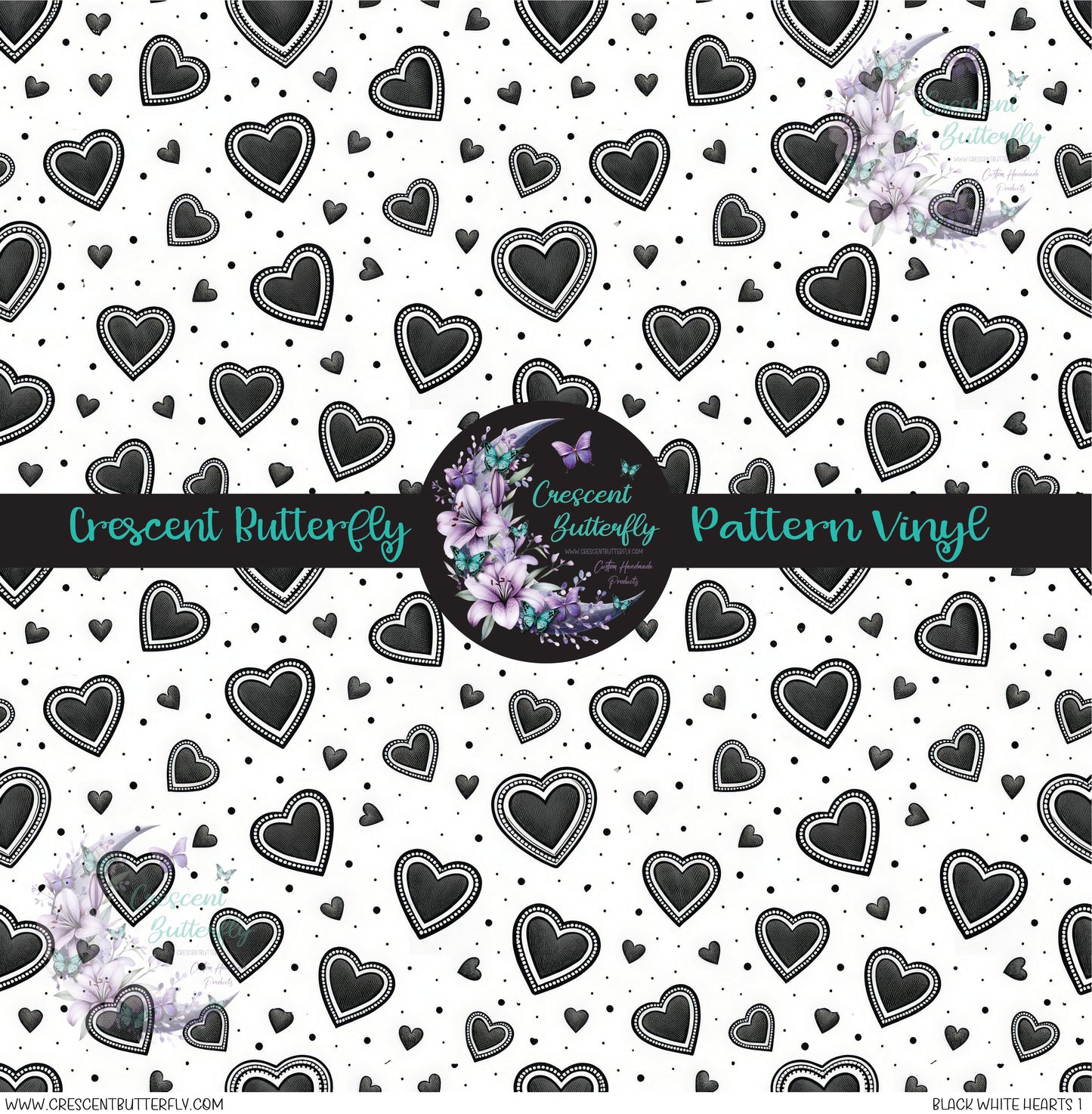 Black White Hearts 1 Printed Vinyl Sheet/Wrap