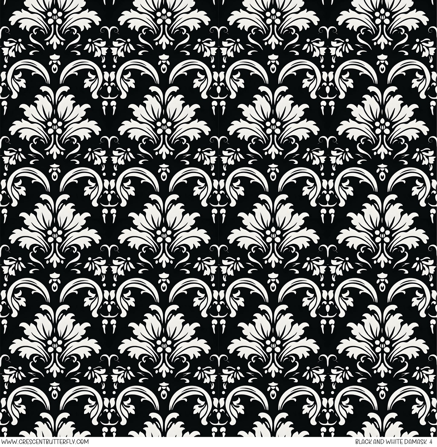Black and White Damask 4 Printed Vinyl Sheet/Wrap