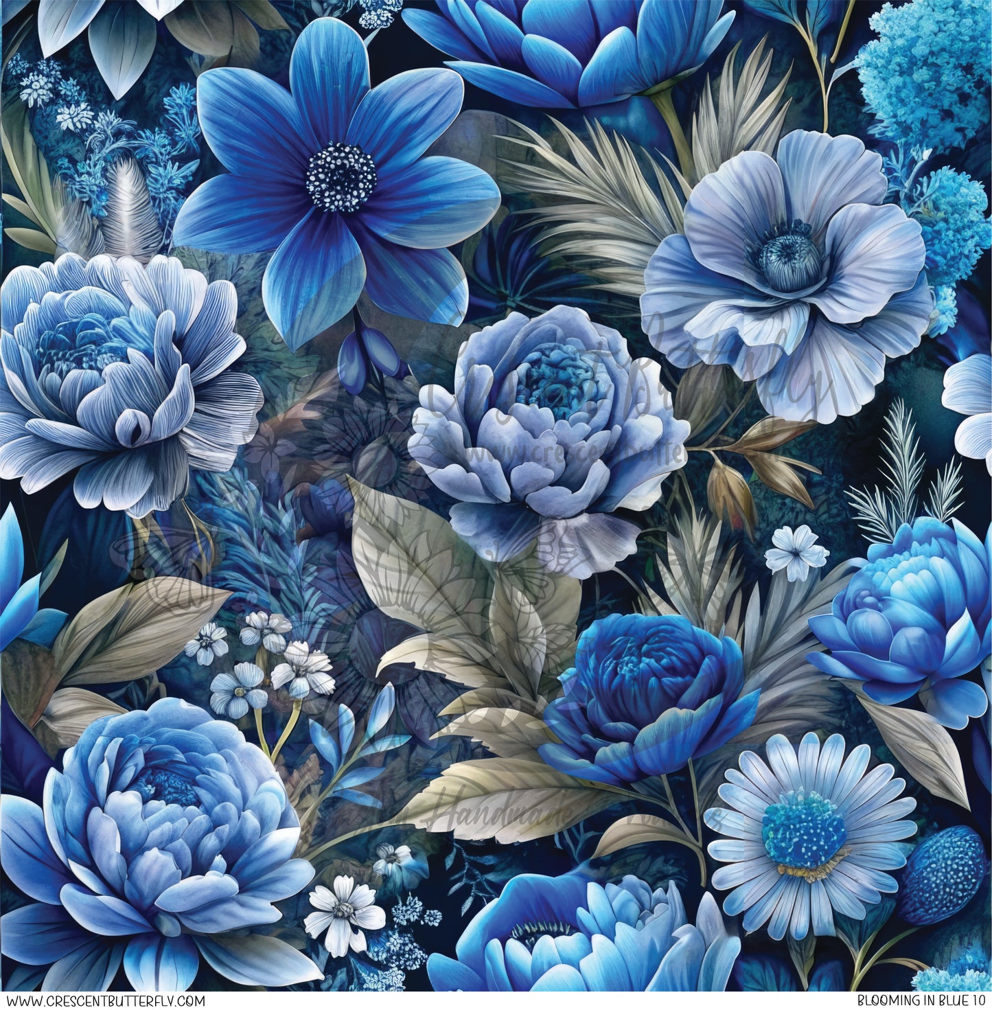 Blooming in Blue 10 Printed Vinyl Sheet/Wrap
