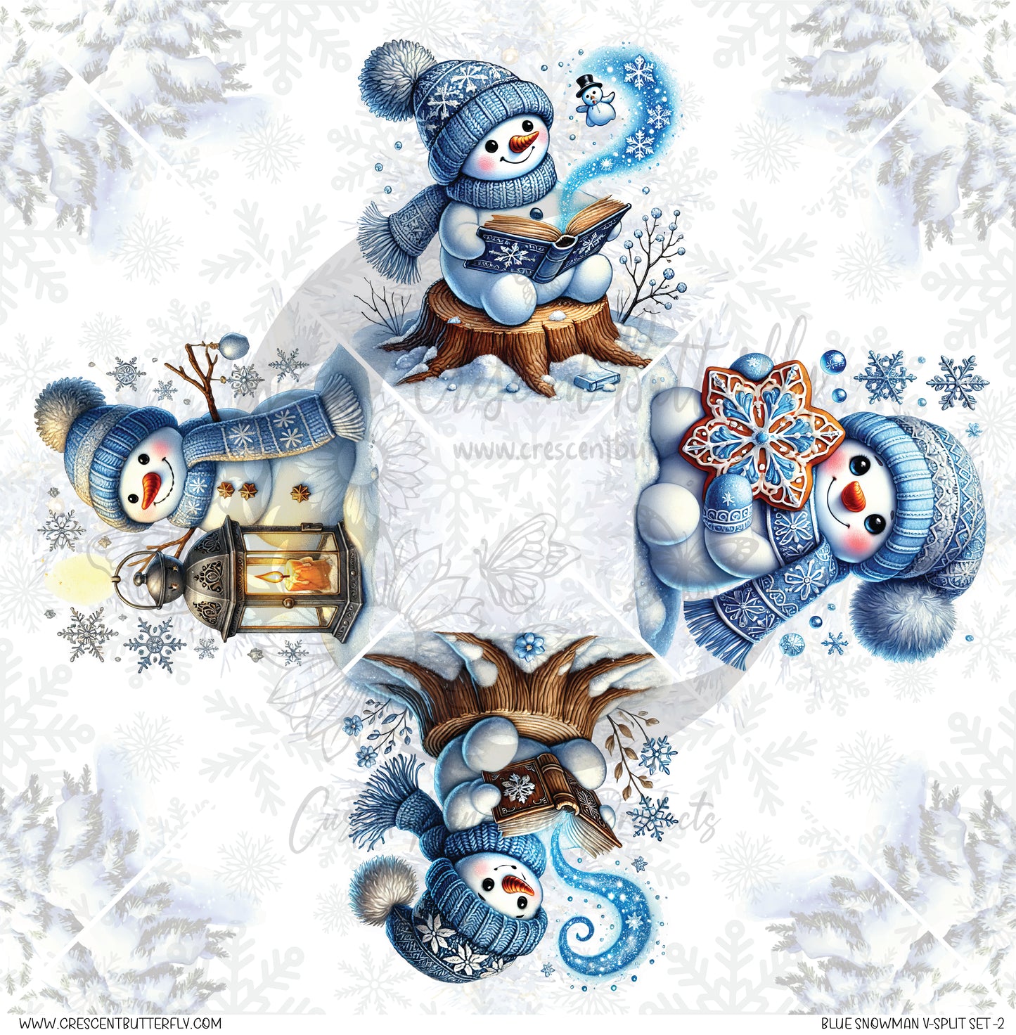 Blue Snowman V-Split Set-2 Printed Vinyl Sheet/Wrap