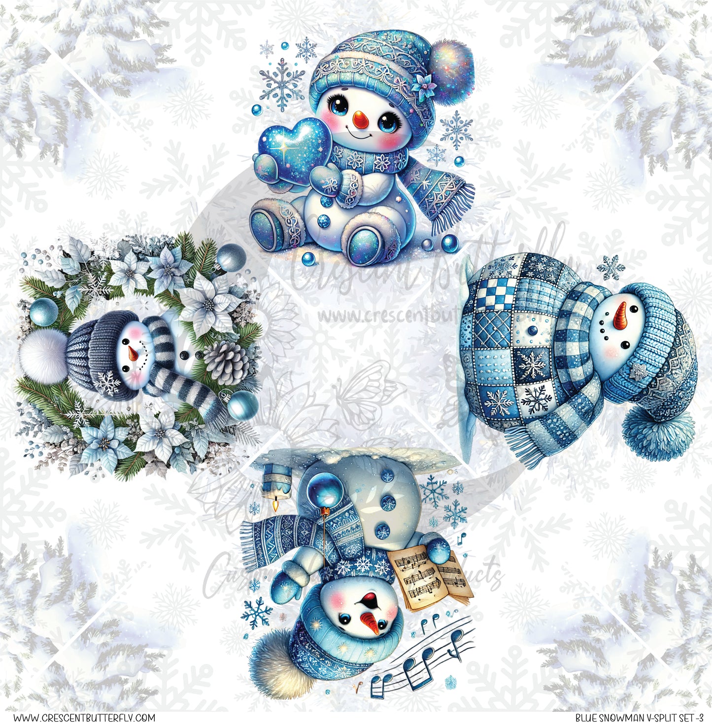 Blue Snowman V-Split Set-3 Printed Vinyl Sheet/Wrap
