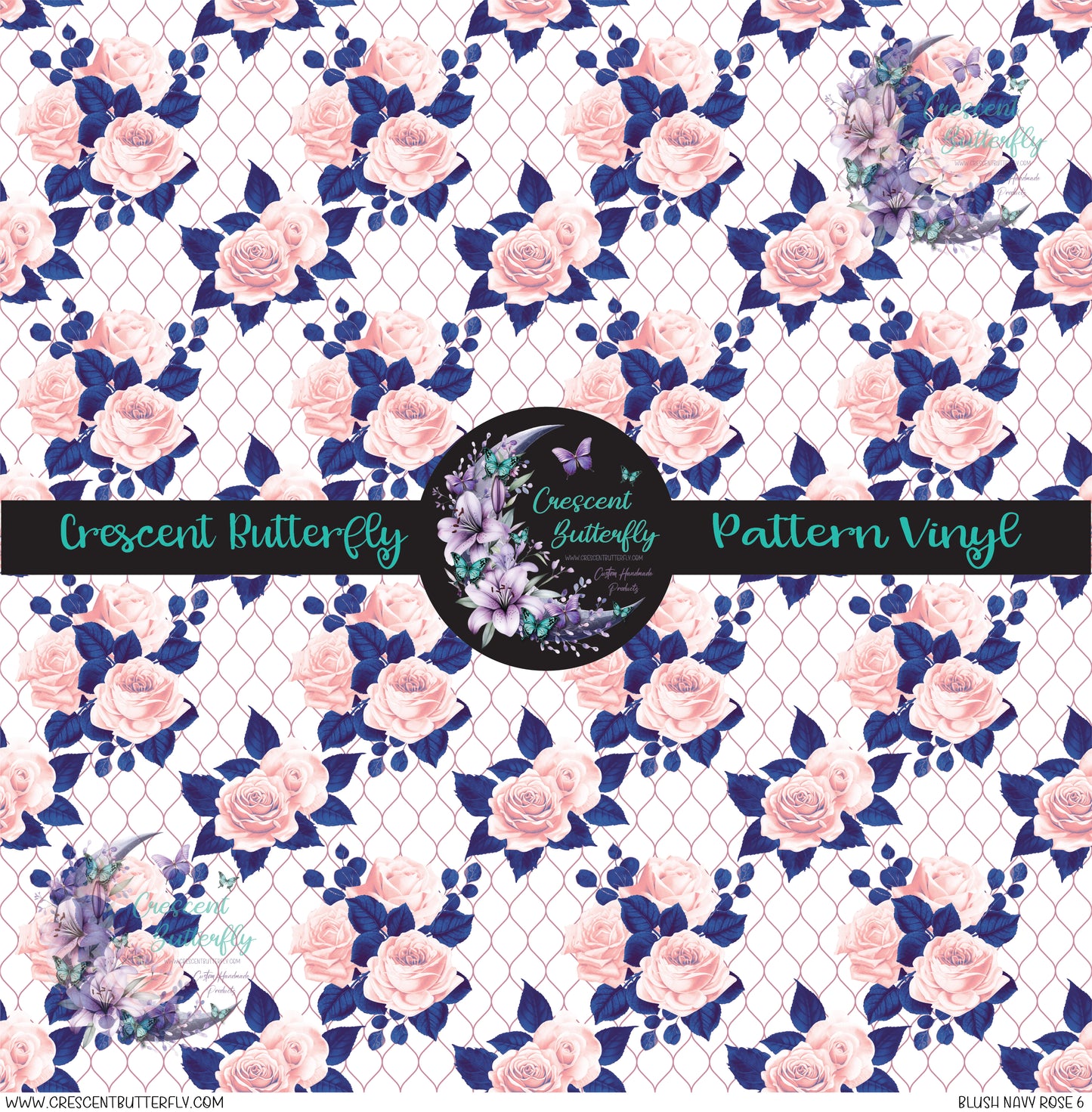 Blush Navy Rose 6 Printed Vinyl Sheet/Wrap