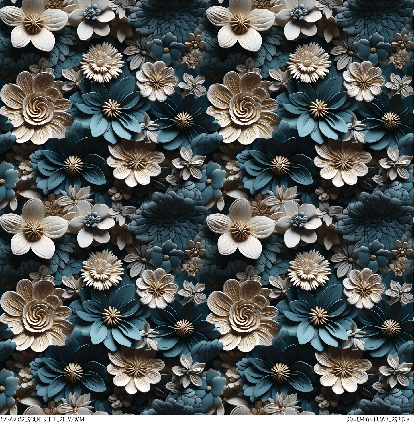 Bohemian Flowers 3D 7 Printed Vinyl Sheet/Wrap