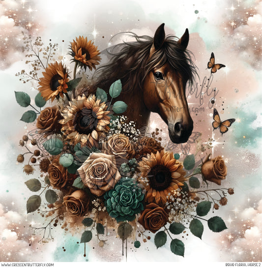 Boho Floral Horse 2 Printed Vinyl Sheet/Wrap
