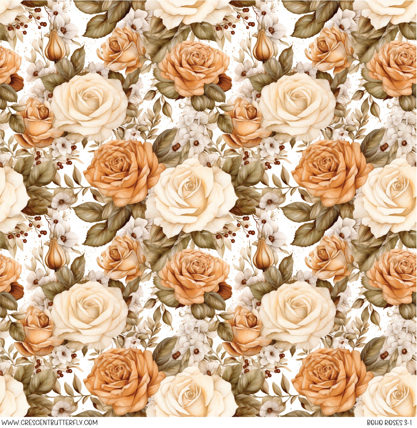 Boho Roses 3-1 Printed Vinyl Sheet/Wrap