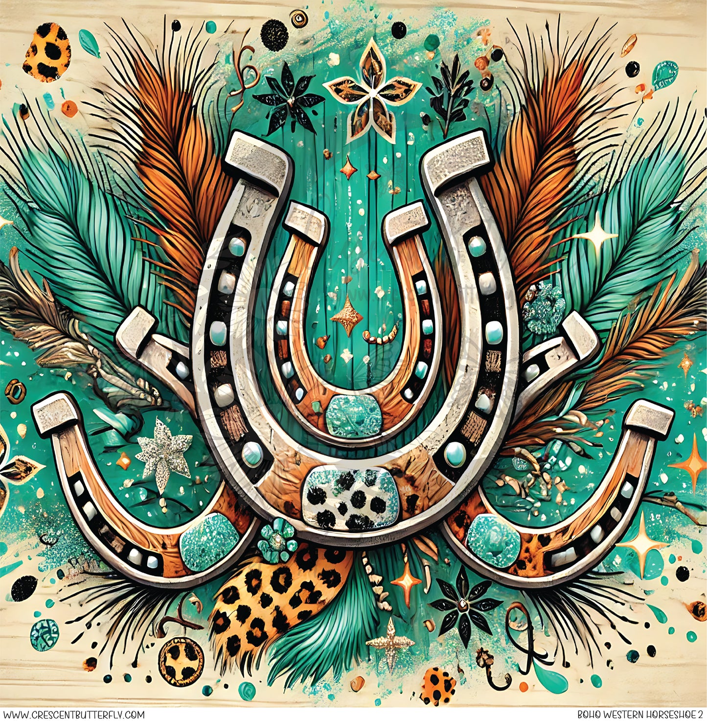 Boho Western Horseshoe 2 Printed Vinyl Sheet/Wrap