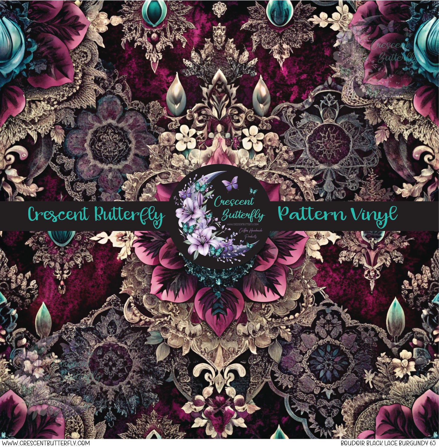 Boudoir Black Lace Burgundy 65 Printed Vinyl Sheet/Wrap