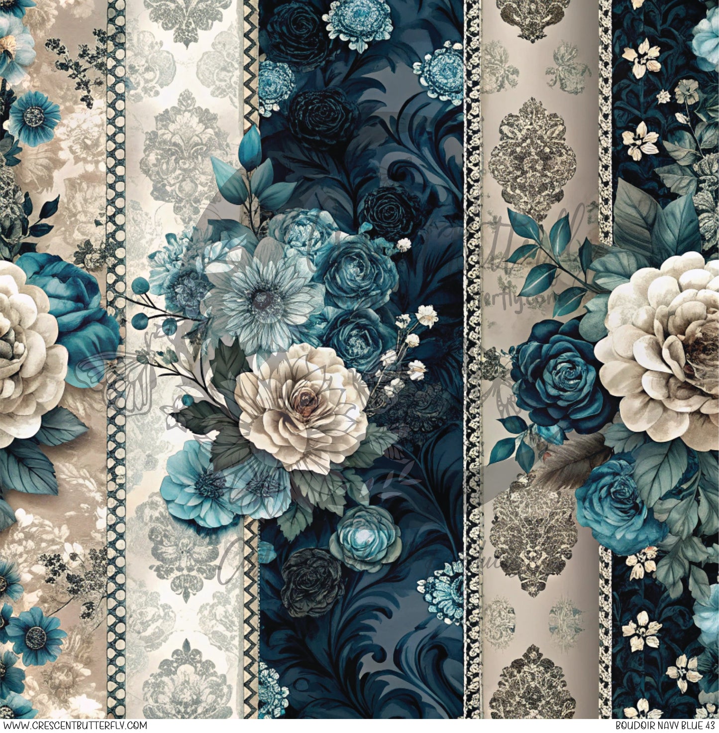 Boudoir Navy Blue 43 Printed Vinyl Sheet/Wrap