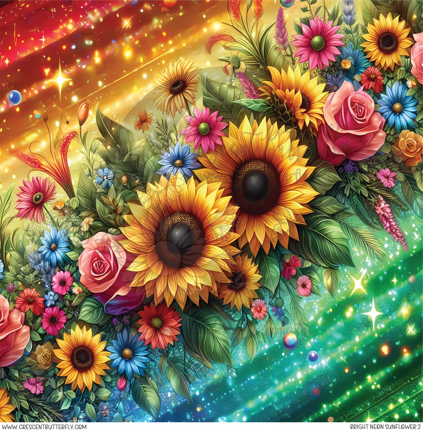 Bright Neon Sunflower 2 Printed Vinyl Sheet/Wrap