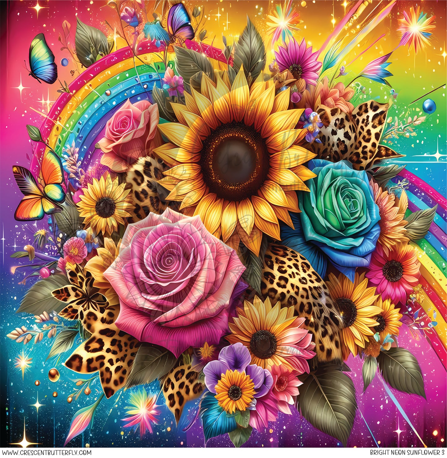Bright Neon Sunflower 3 Printed Vinyl Sheet/Wrap