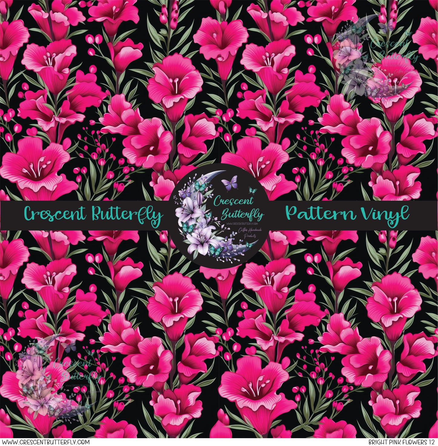 Bright Pink Flowers 12 Printed Vinyl Sheet/Wrap