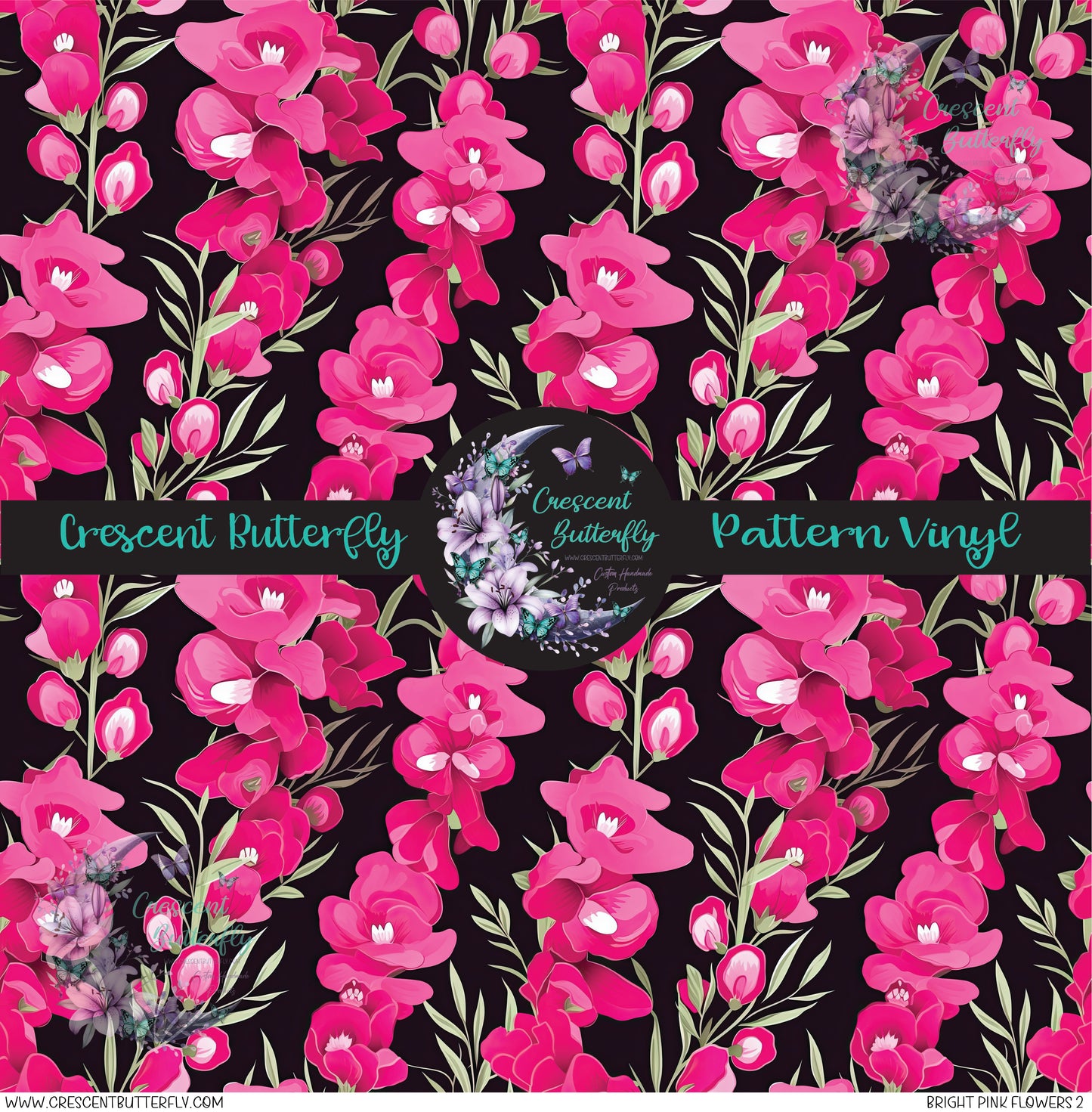 Bright Pink Flowers 2 Printed Vinyl Sheet/Wrap
