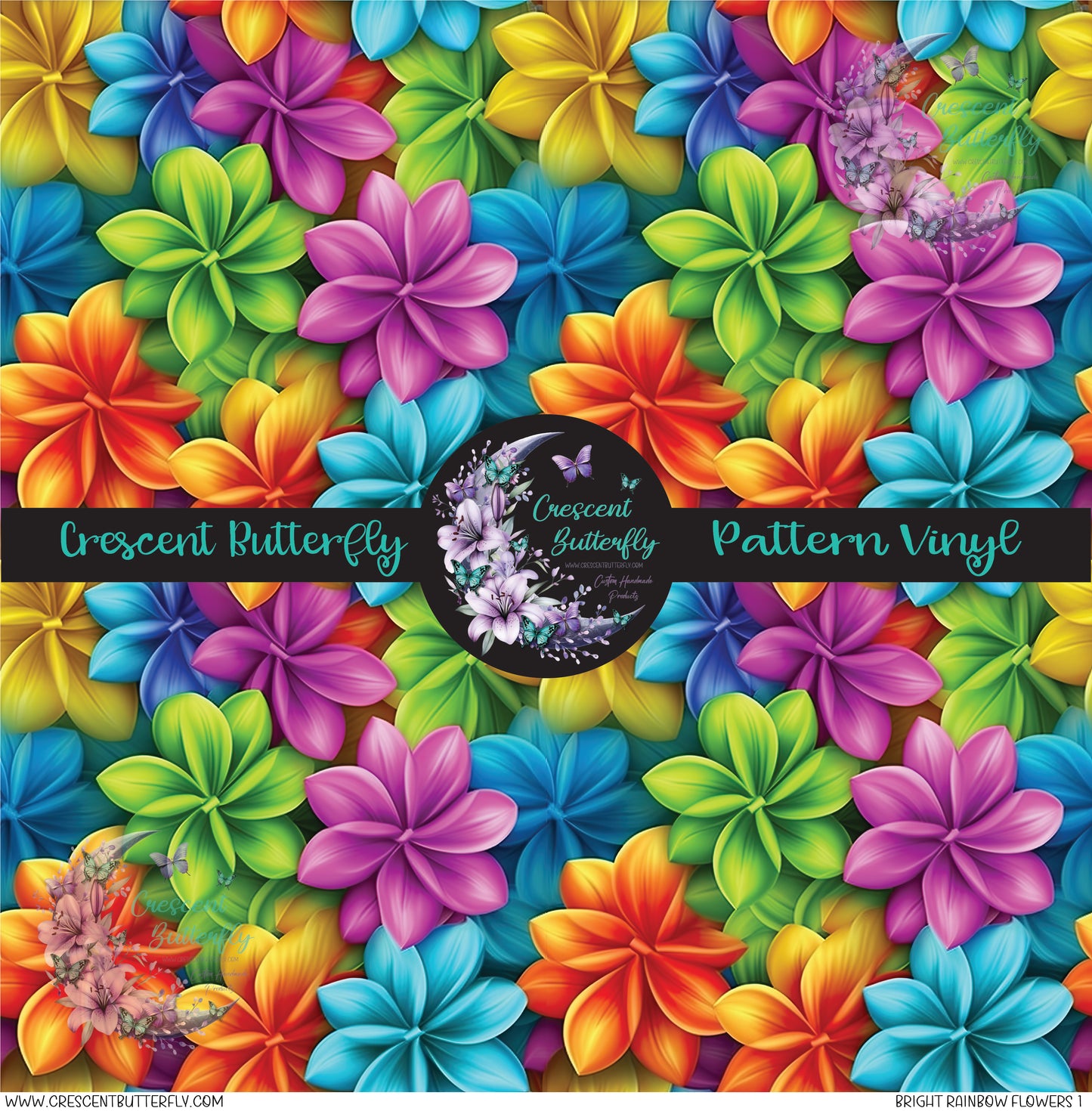 Bright Rainbow Flowers 1 Printed Vinyl Sheet/Wrap