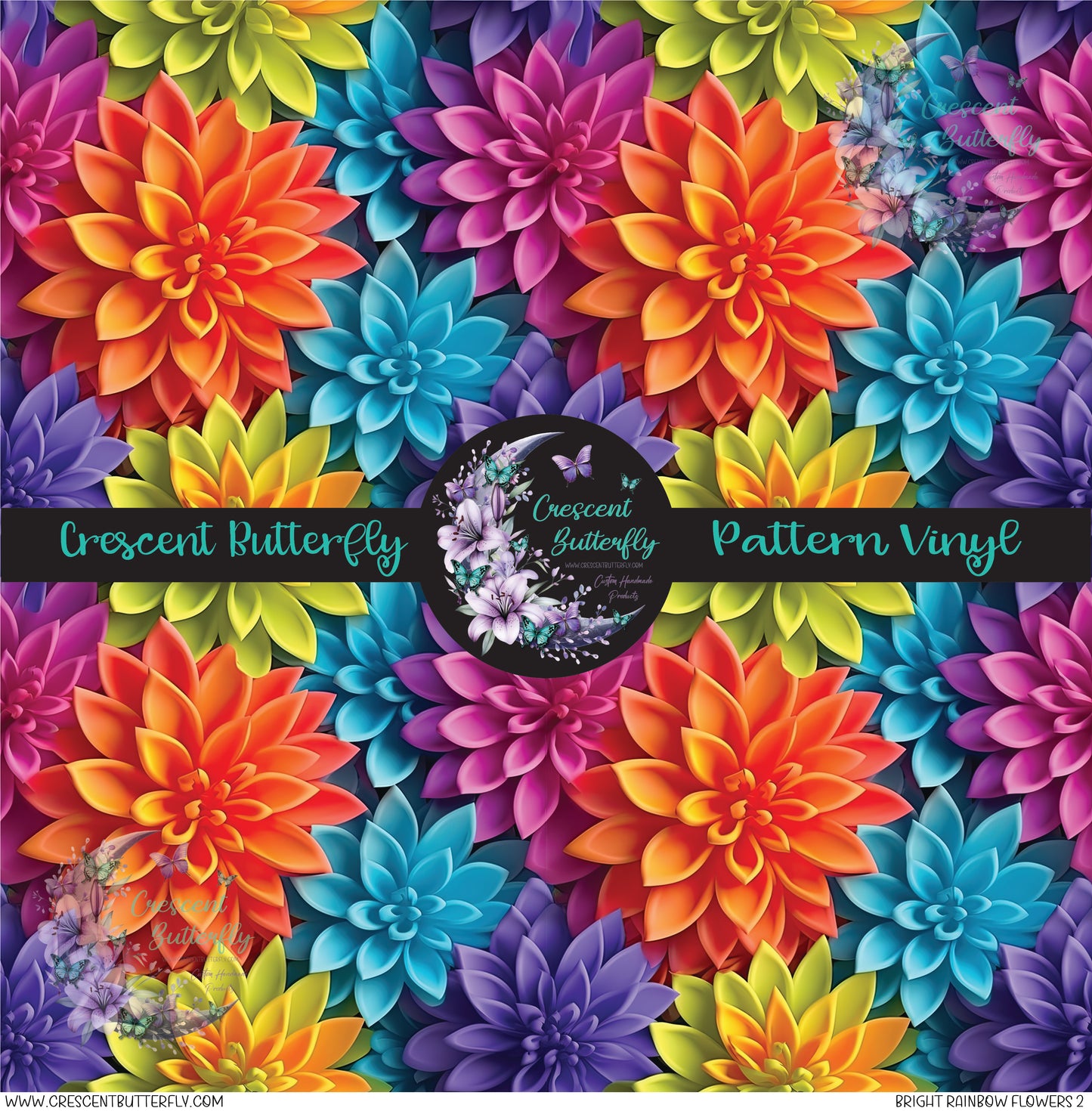 Bright Rainbow Flowers 2 Printed Vinyl Sheet/Wrap