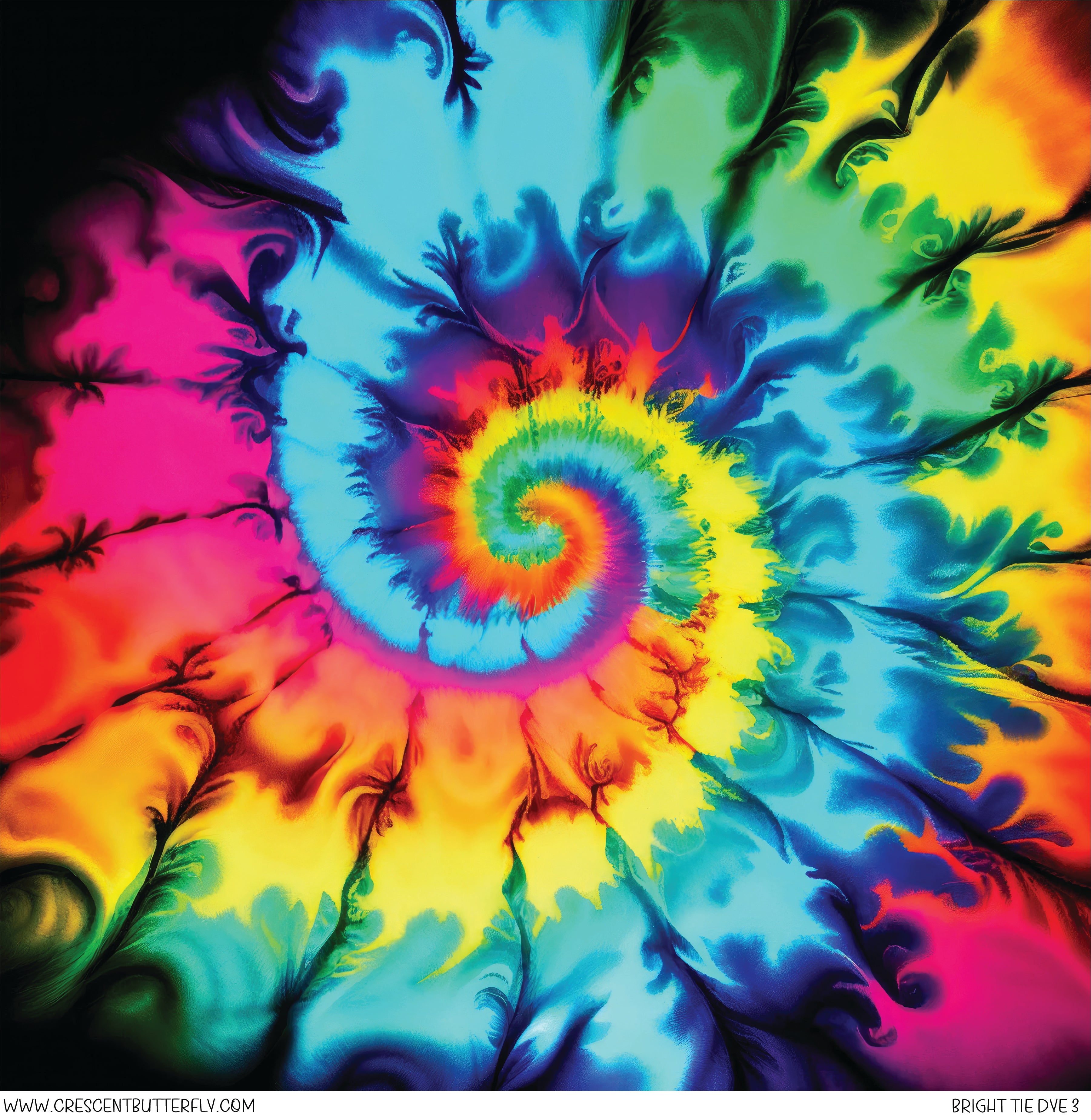 Bright Tie Dye 3 Printed Vinyl Sheet/Wrap – Crescent Butterfly Design Co.