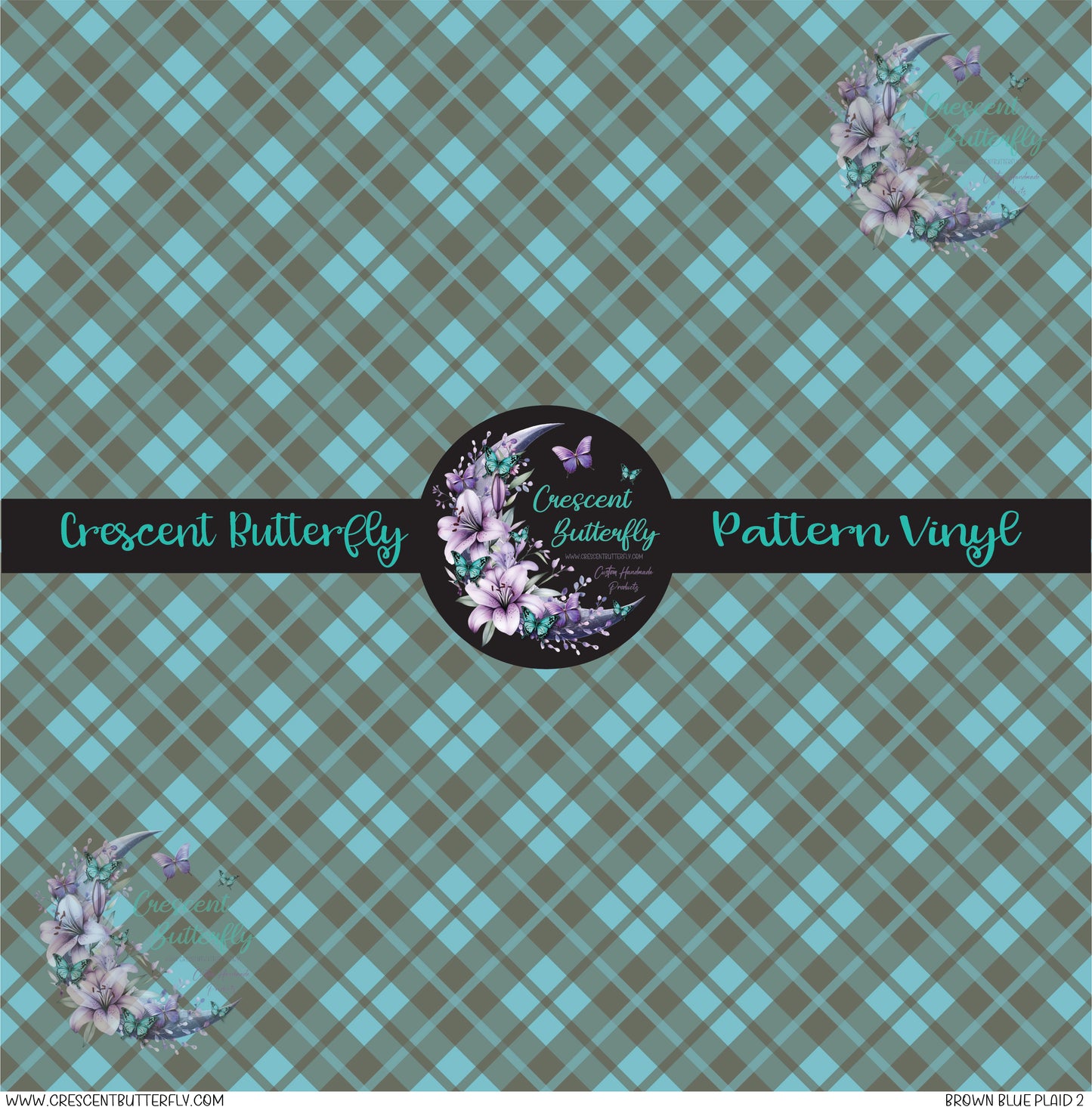 Brown Blue Plaid 2 Printed Vinyl Sheet/Wrap