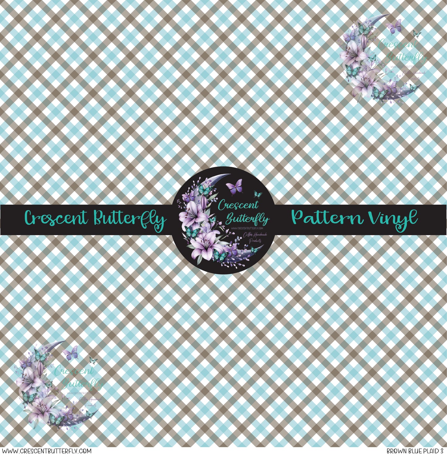 Brown Blue Plaid 3 Printed Vinyl Sheet/Wrap