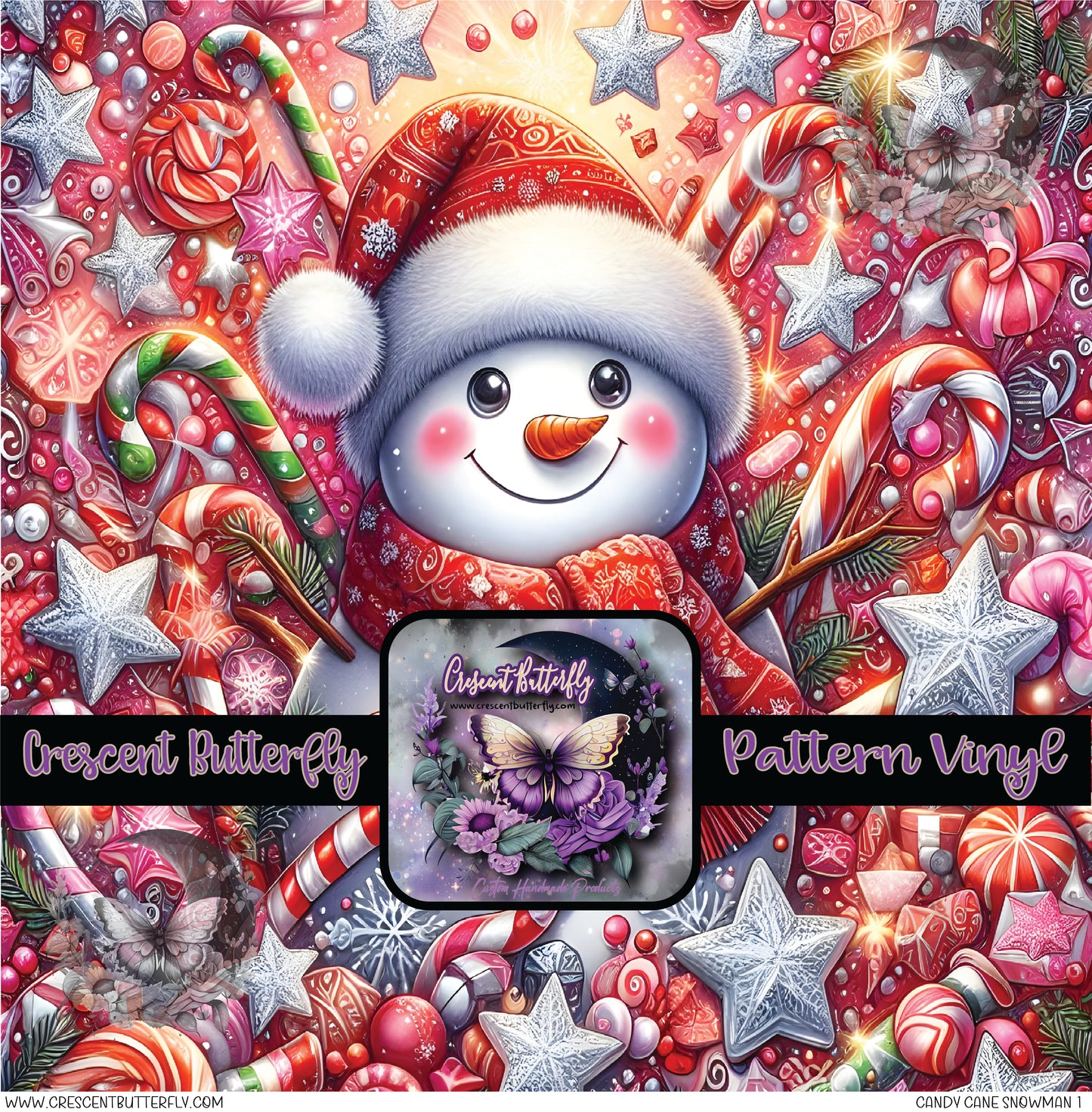 Candy Cane Snowman 1 Printed Vinyl Sheet/Wrap