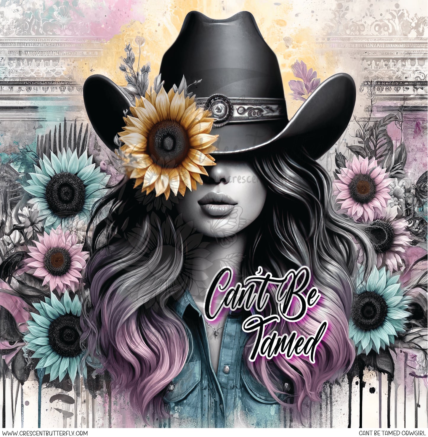 Cant Be Tamed Cowgirl Printed Vinyl Sheet/Wrap