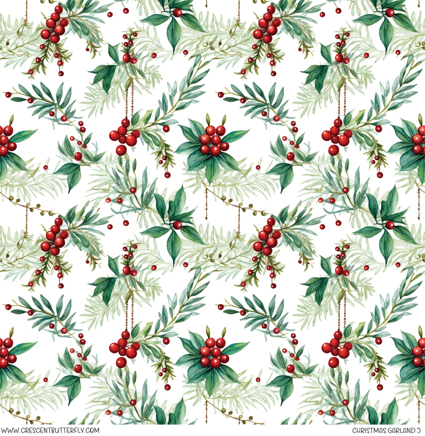 Christmas Garland 5 Printed Vinyl Sheet/Wrap
