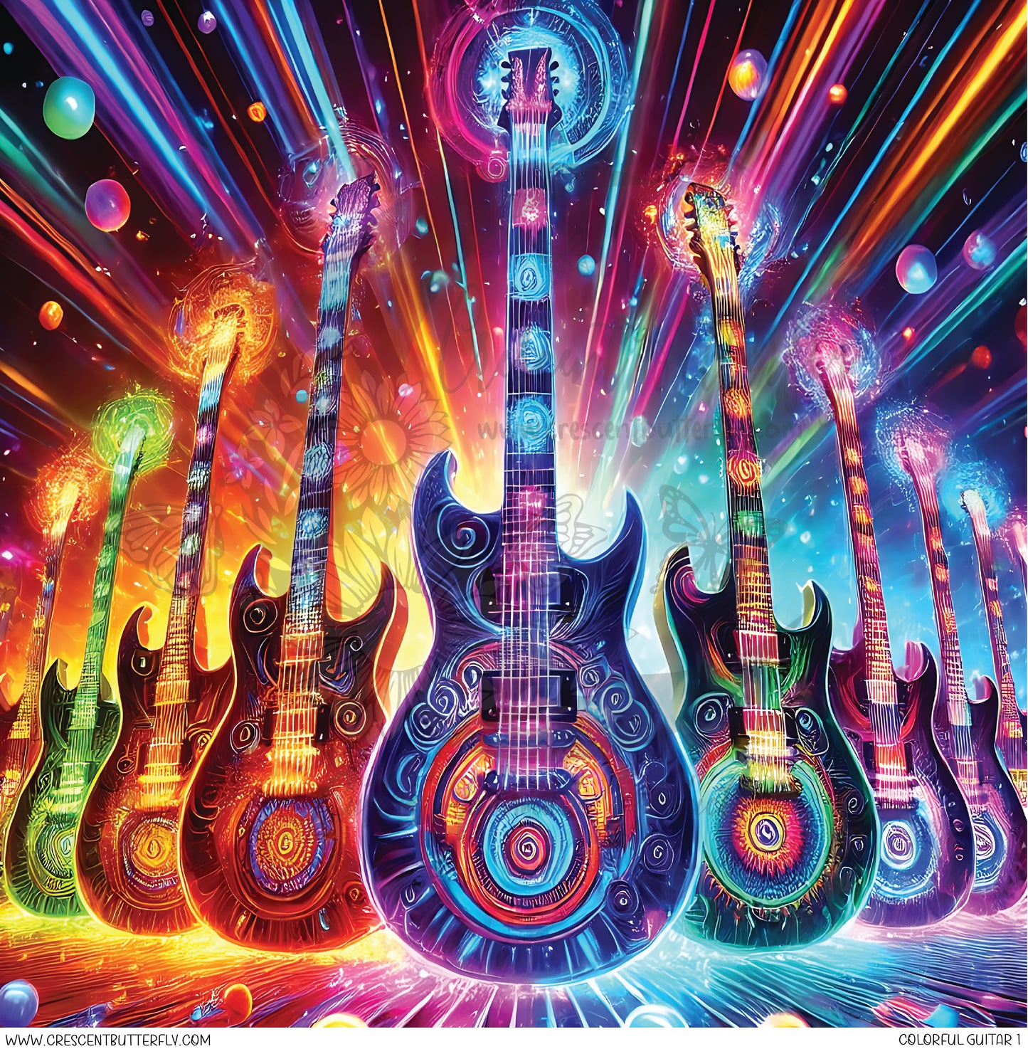 Colorful Guitar 1 Printed Vinyl Sheet/Wrap