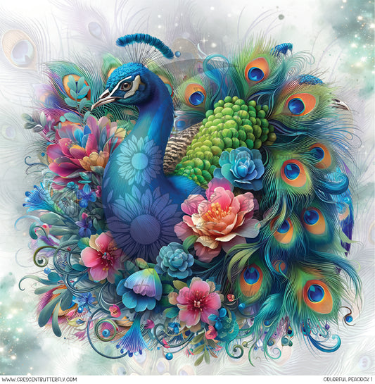 Colorful Peacock 1 Printed Vinyl Sheet/Wrap