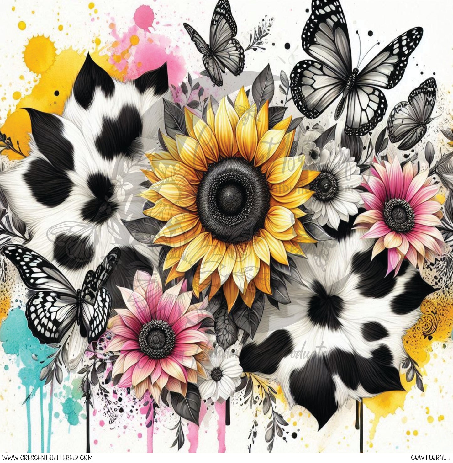 Cow Floral 1 Printed Vinyl Sheet/Wrap