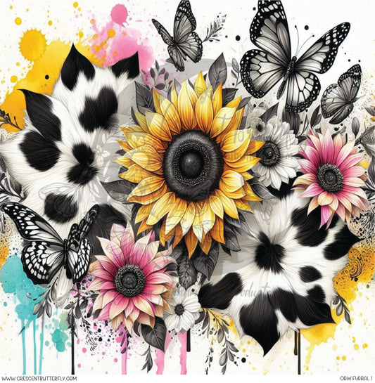 Cow Floral 1  Printed Vinyl Sheet/Wrap