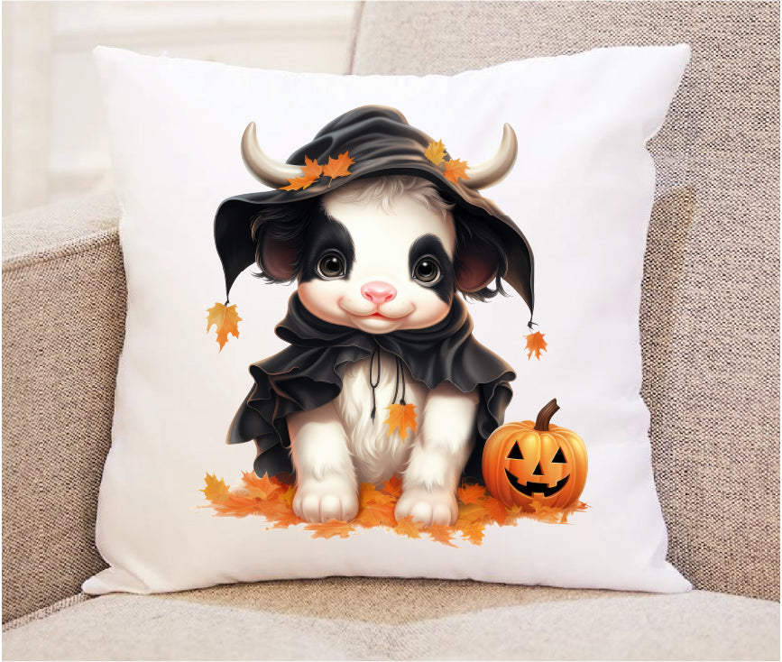 Cow Pumpkin 2 Fall Throw Pillow