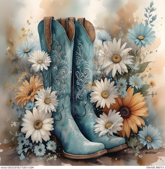 Cowgirl Boots 6 Printed Vinyl Sheet/Wrap