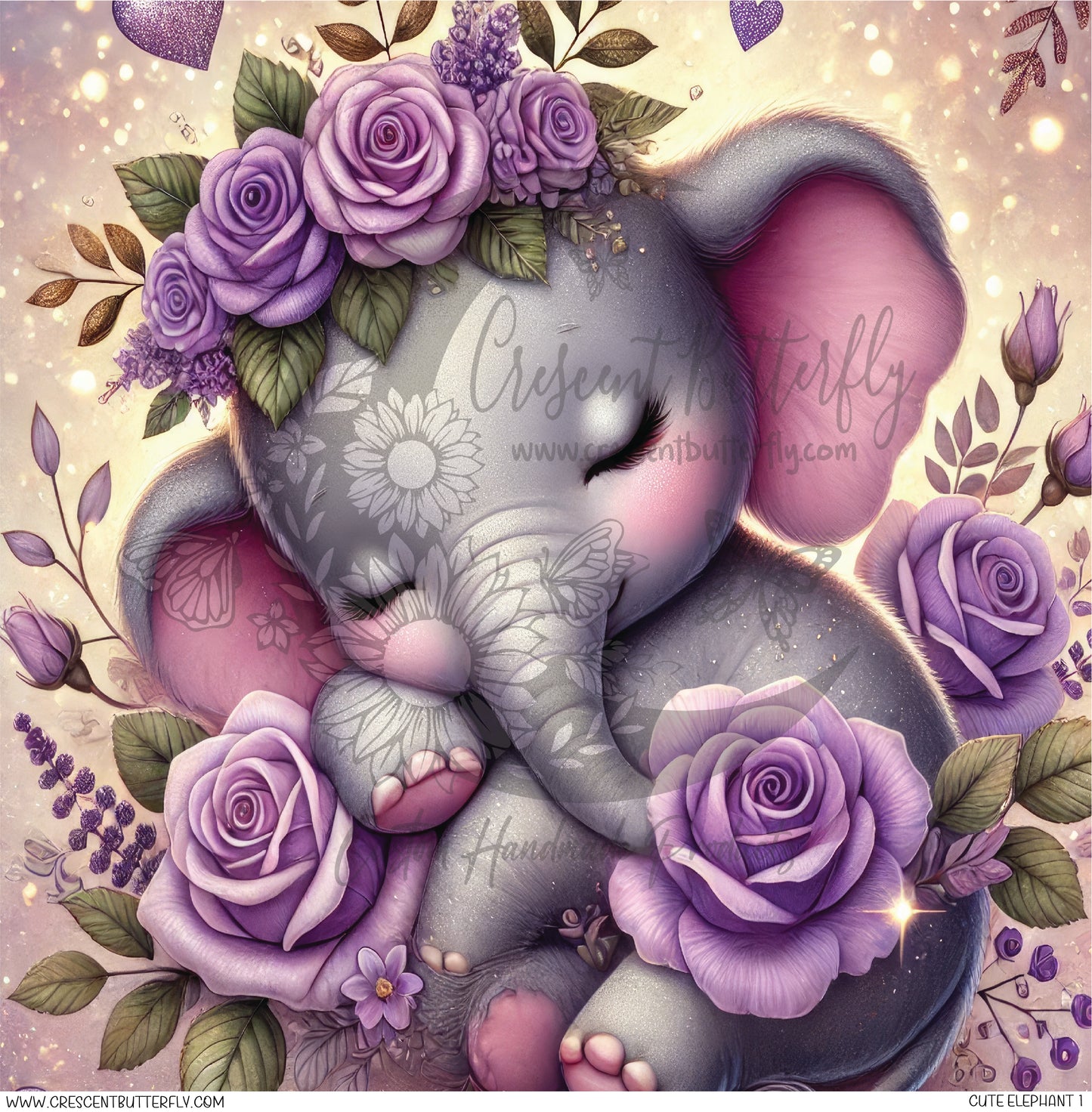 Cute Elephant 1 Printed Vinyl Sheet/Wrap