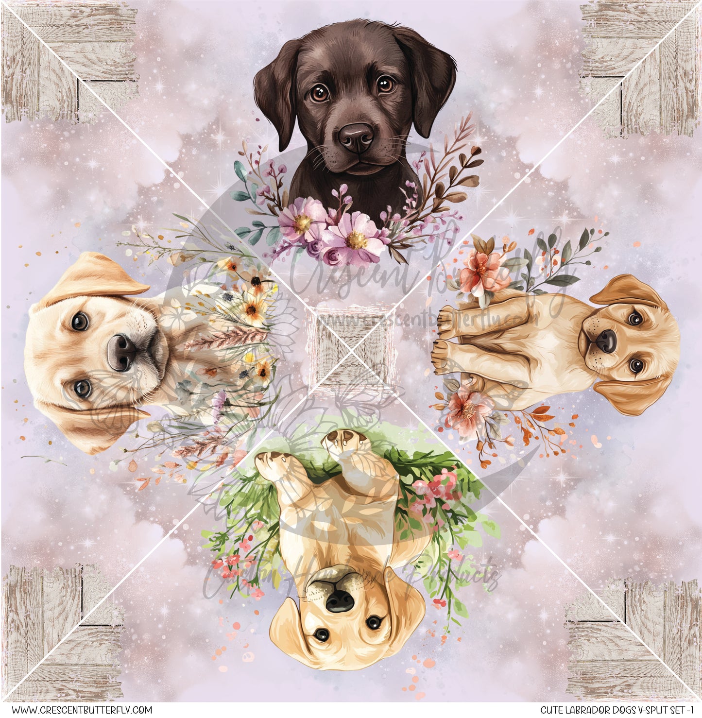 Cute Labrador Dogs V-Split Set -1 Printed Vinyl Sheet/Wrap