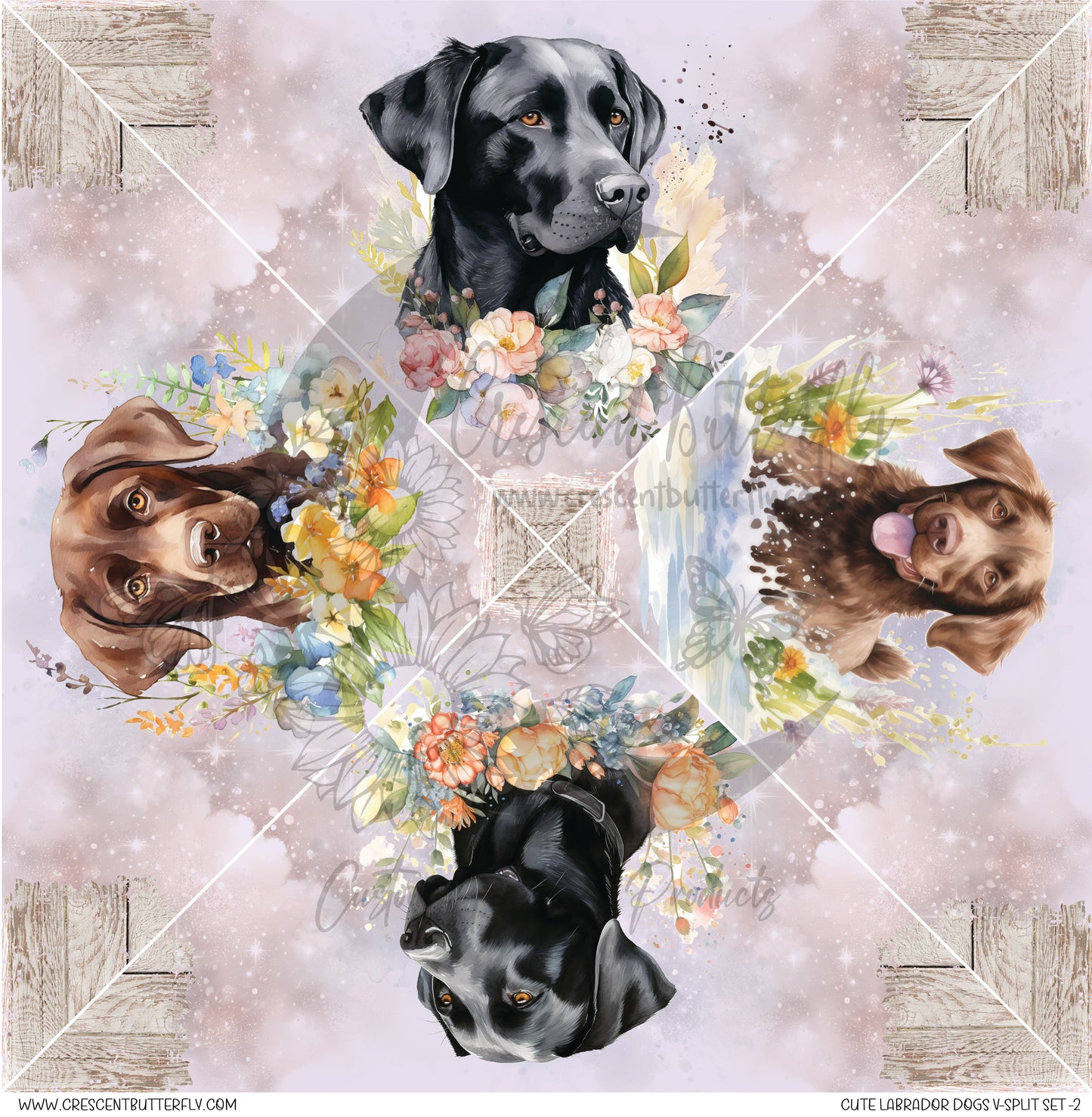 Cute Labrador Dogs V-Split Set -2 Printed Vinyl Sheet/Wrap
