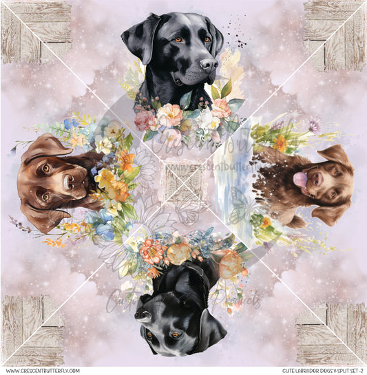 Cute Labrador Dogs V-Split Set -2 Printed Vinyl Sheet/Wrap
