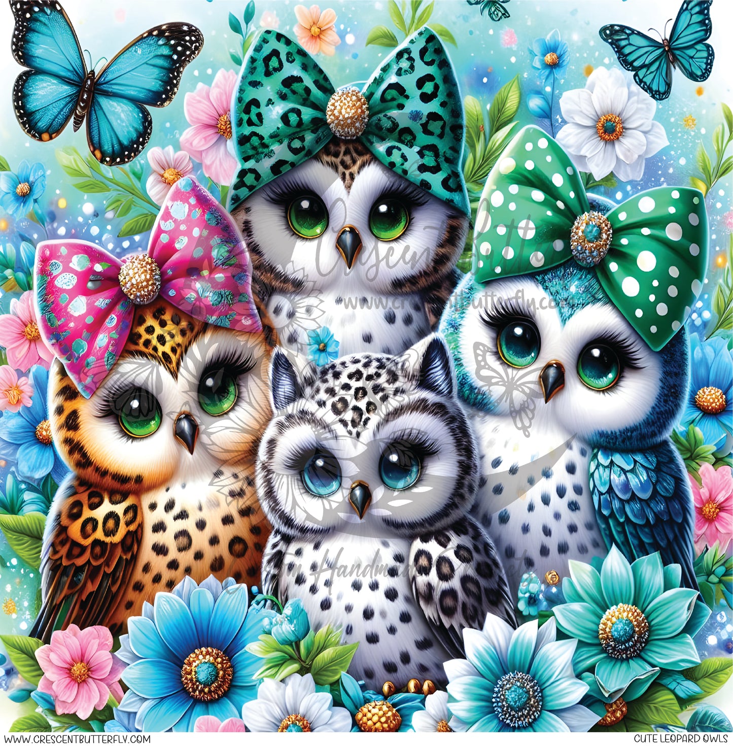 Cute Leopard Owls Printed Vinyl Sheet/Wrap