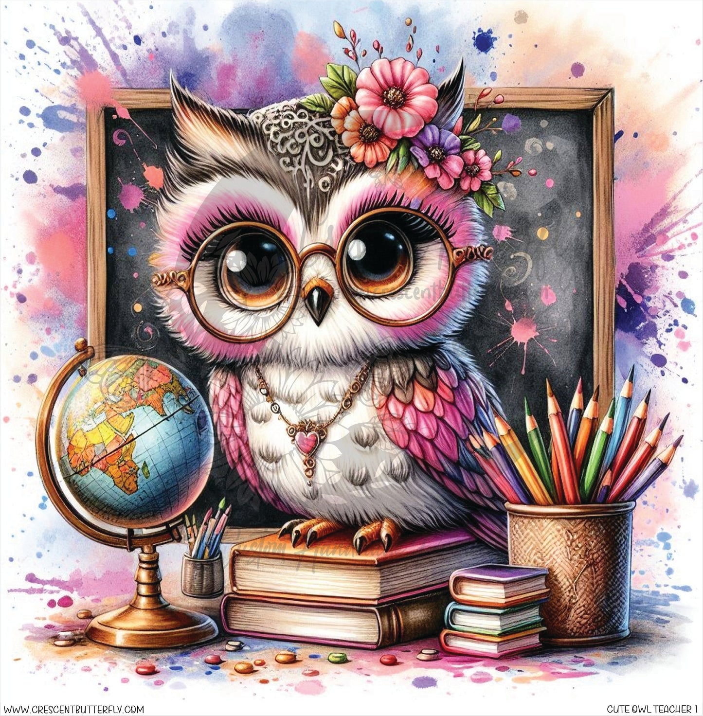 Cute Owl Teacher 1 Printed Vinyl Sheet/Wrap