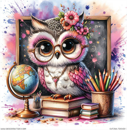 Cute Owl Teacher 1 Printed Vinyl Sheet/Wrap