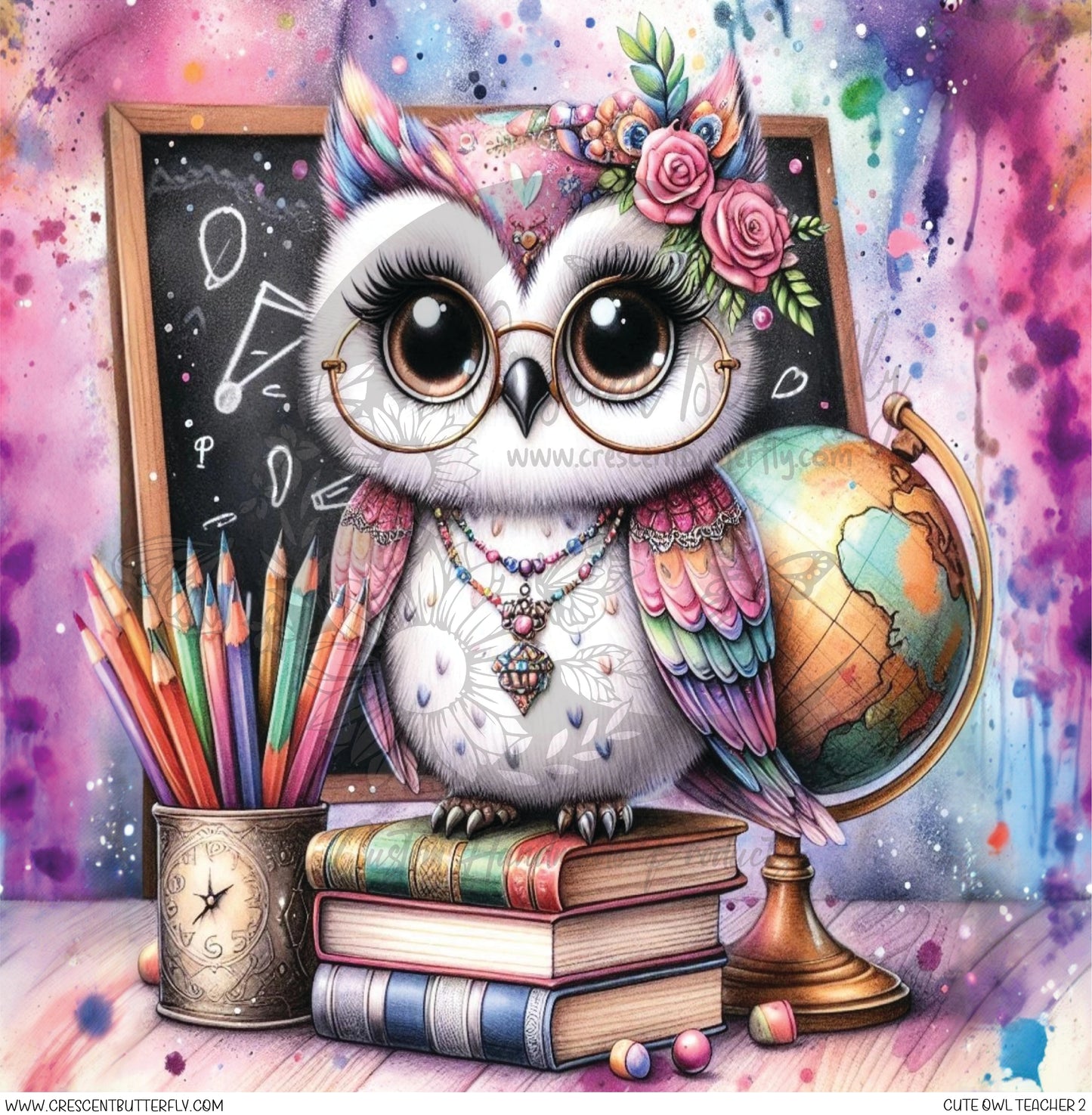 Cute Owl Teacher 2 Printed Vinyl Sheet/Wrap