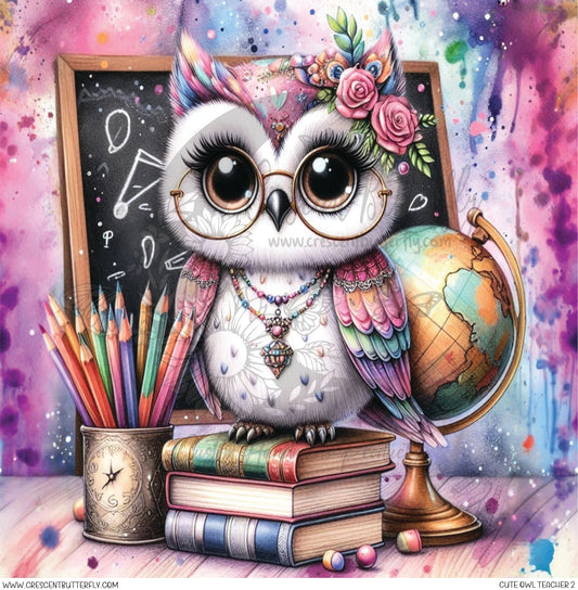 Cute Owl Teacher 2 Printed Vinyl Sheet/Wrap