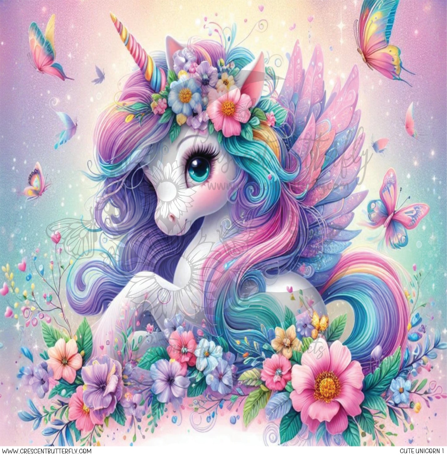 Cute Unicorn 1 Printed Vinyl Sheet/Wrap