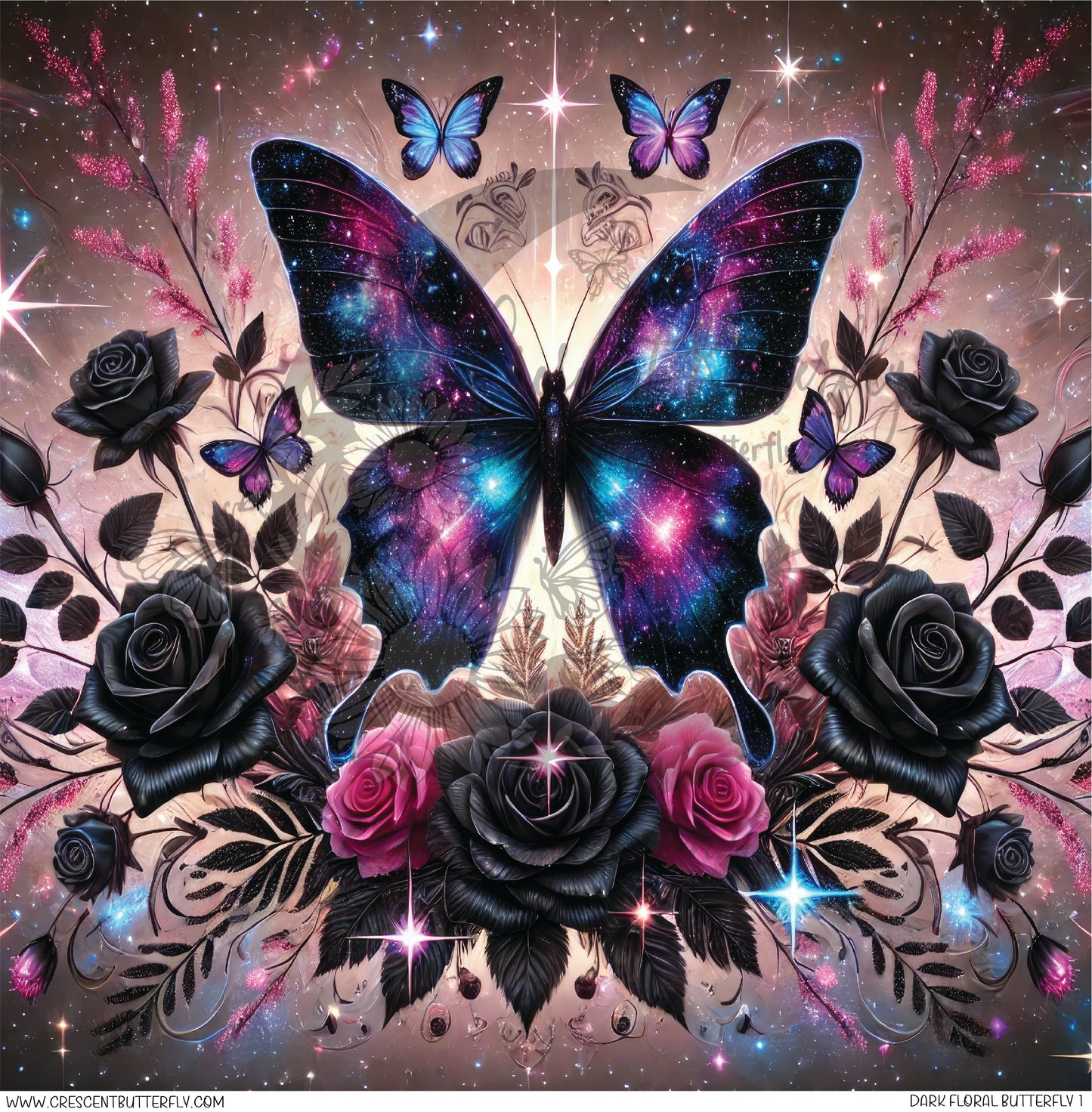 Dark Floral Butterfly 1 Printed Vinyl Sheet/Wrap